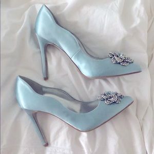 Steve Madden baby blue glitter embellished heels